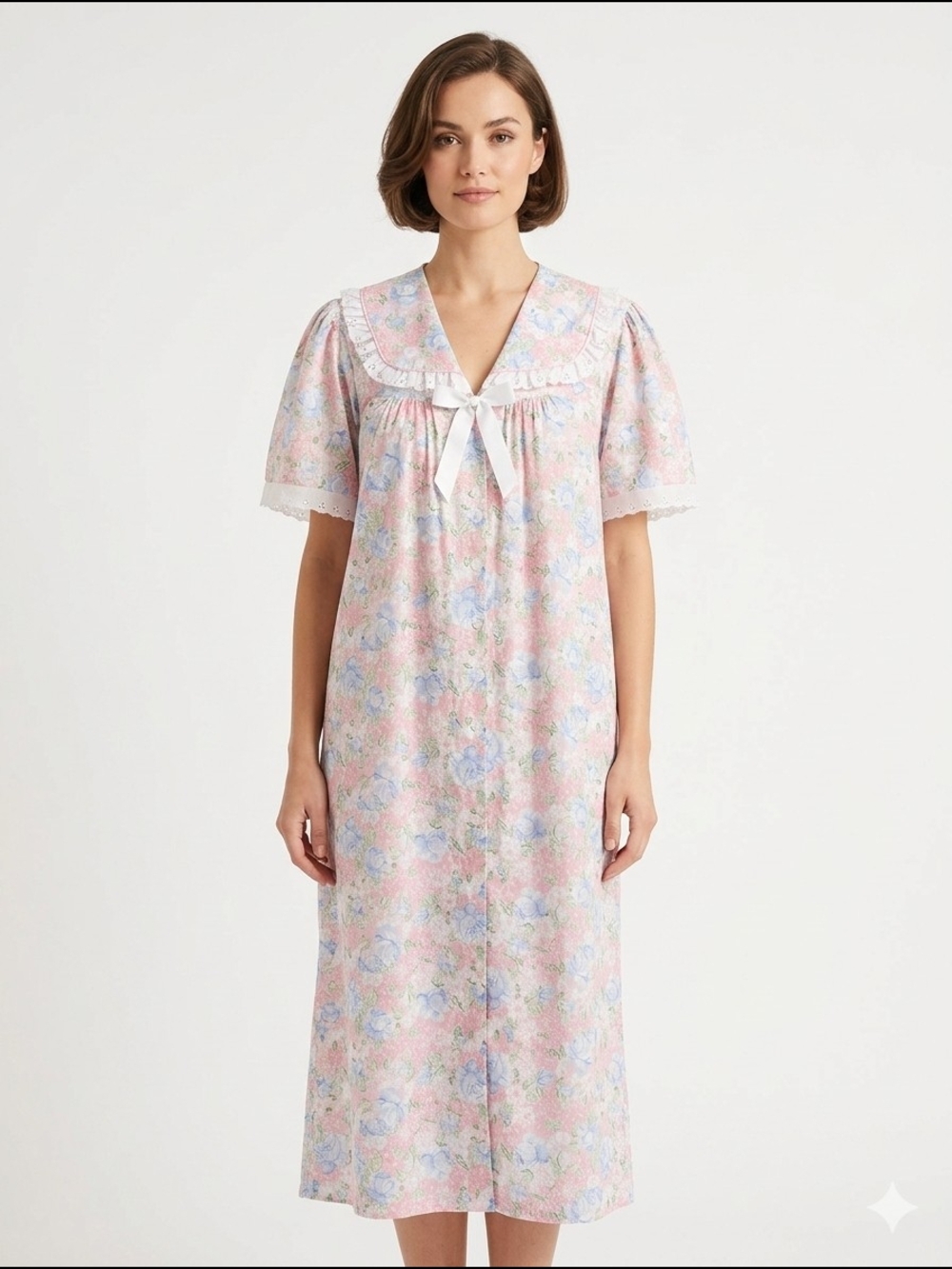 Express Plus Vintage Grandmacore Floral Nightgown Ruffle Eyelet Lace Midi Dress